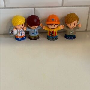 Fisher-Price Little People Four-Character Set in Yellow, Orange, Blue, Brown